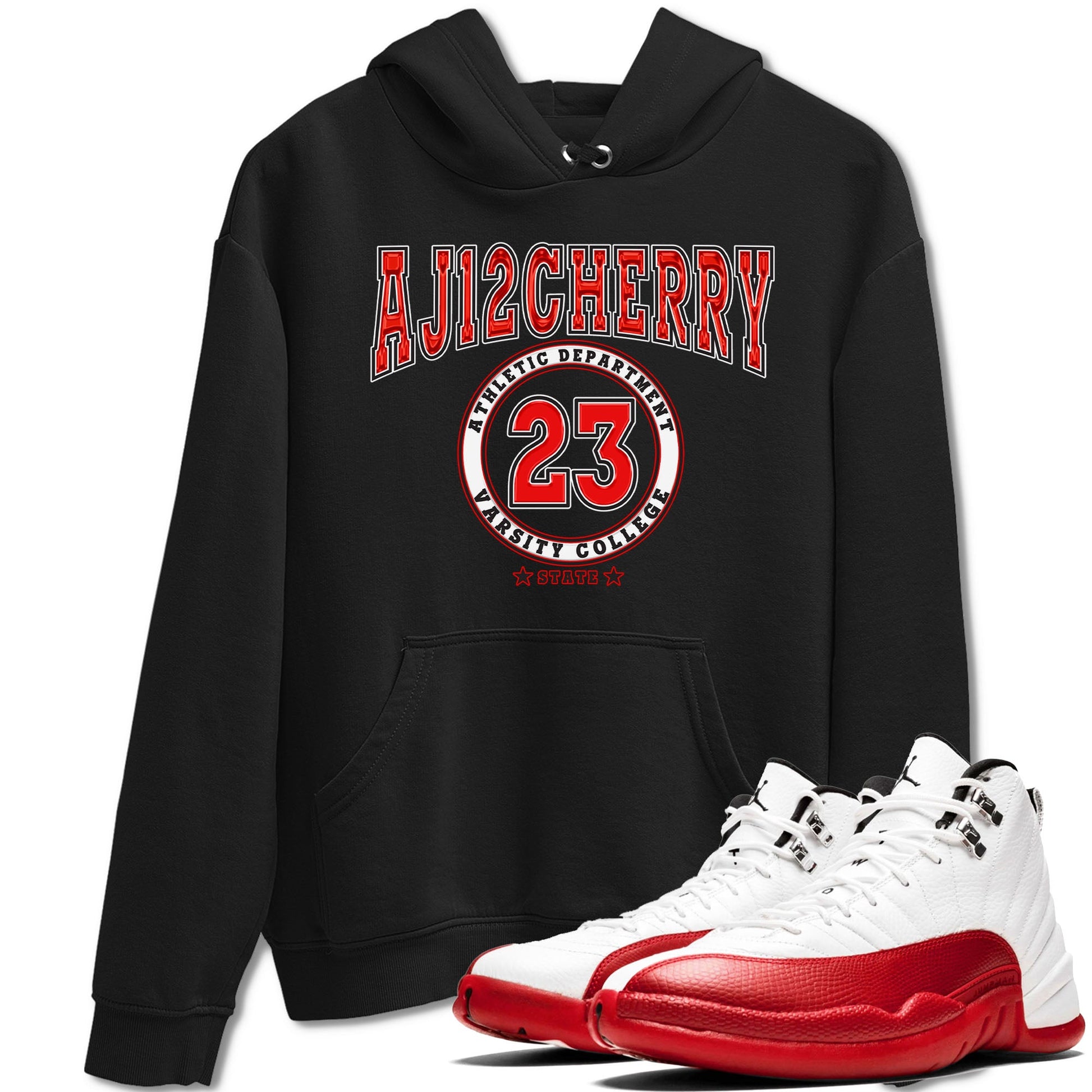 Jordan 12 Retro Cherry shirt to match jordans Varsity Red Varsity special sneaker matching tees 12s Cherry SNRT sneaker tees Unisex Black 1 T-Shirt