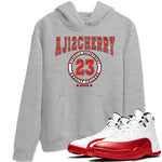 Jordan 12 Retro Cherry shirt to match jordans Varsity Red Varsity special sneaker matching tees 12s Cherry SNRT sneaker tees Unisex Heather Grey 1 T-Shirt