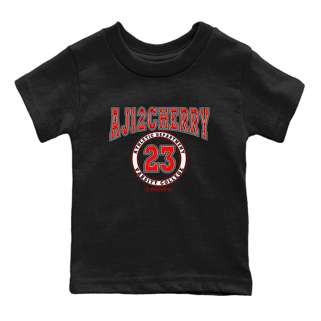 Jordan 12 Retro Cherry shirt to match jordans Varsity Red Varsity special sneaker matching tees 12s Cherry SNRT sneaker tees Baby Toddler Black 2 T-Shirt