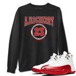 Jordan 12 Retro Cherry shirt to match jordans Varsity Red Varsity special sneaker matching tees 12s Cherry SNRT sneaker tees Unisex Black 1 T-Shirt