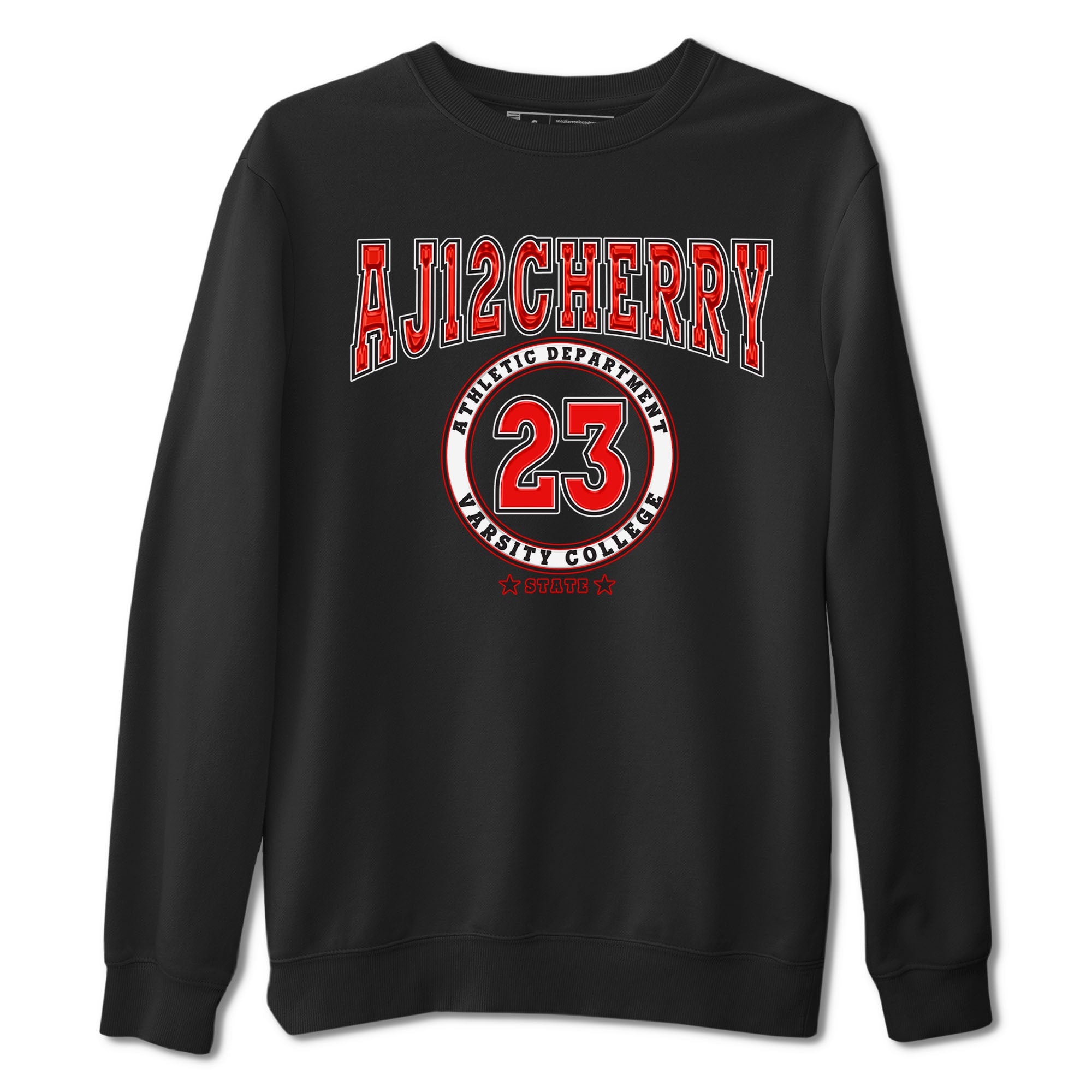 Jordan 12 Retro Cherry shirt to match jordans Varsity Red Varsity special sneaker matching tees 12s Cherry SNRT sneaker tees Unisex Black 2 T-Shirt