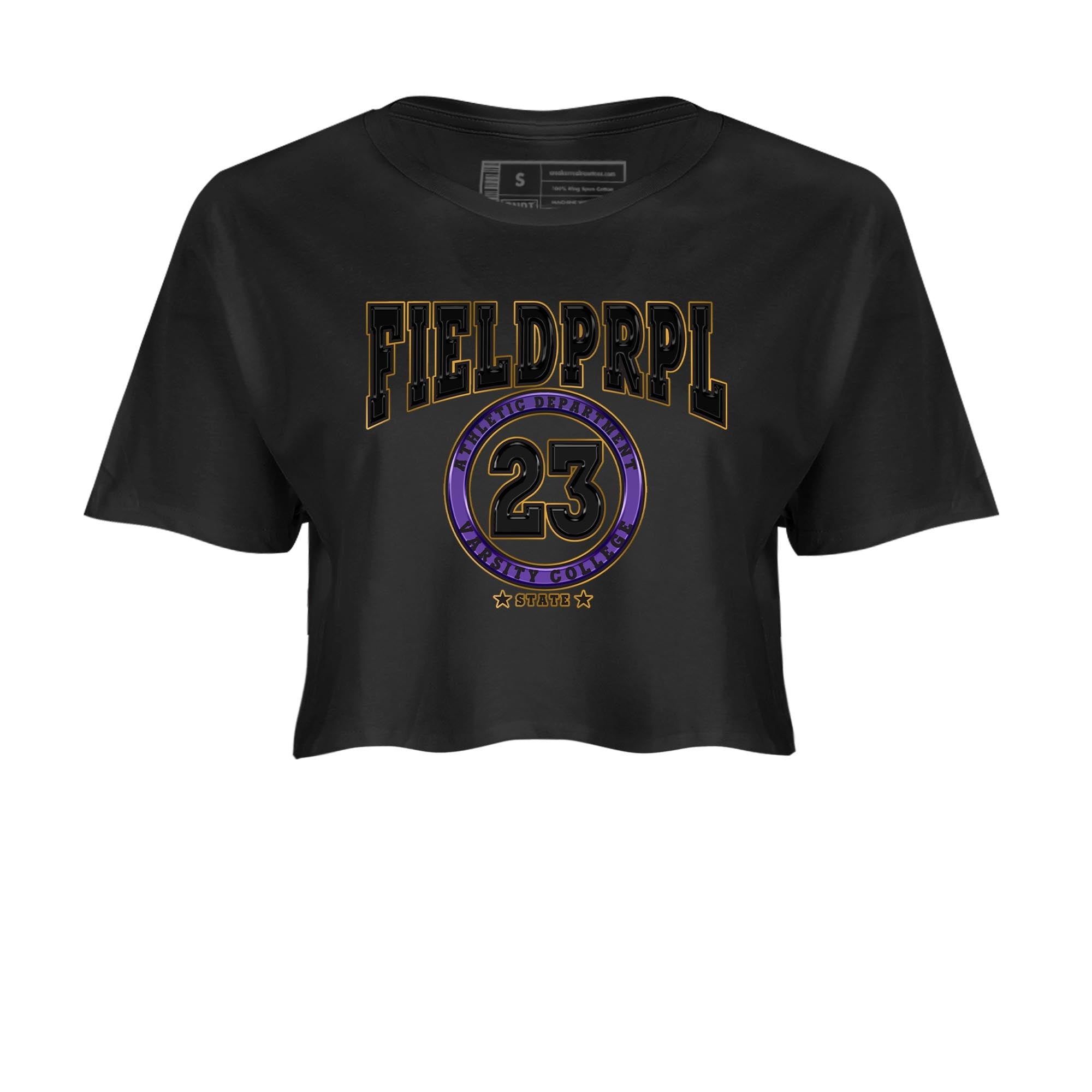 12s Field Purple shirt to match jordans Varsity sneaker tees Air Jordan 12 Field Purple SNRT Sneaker Release Tees Black 2 Crop T-Shirt