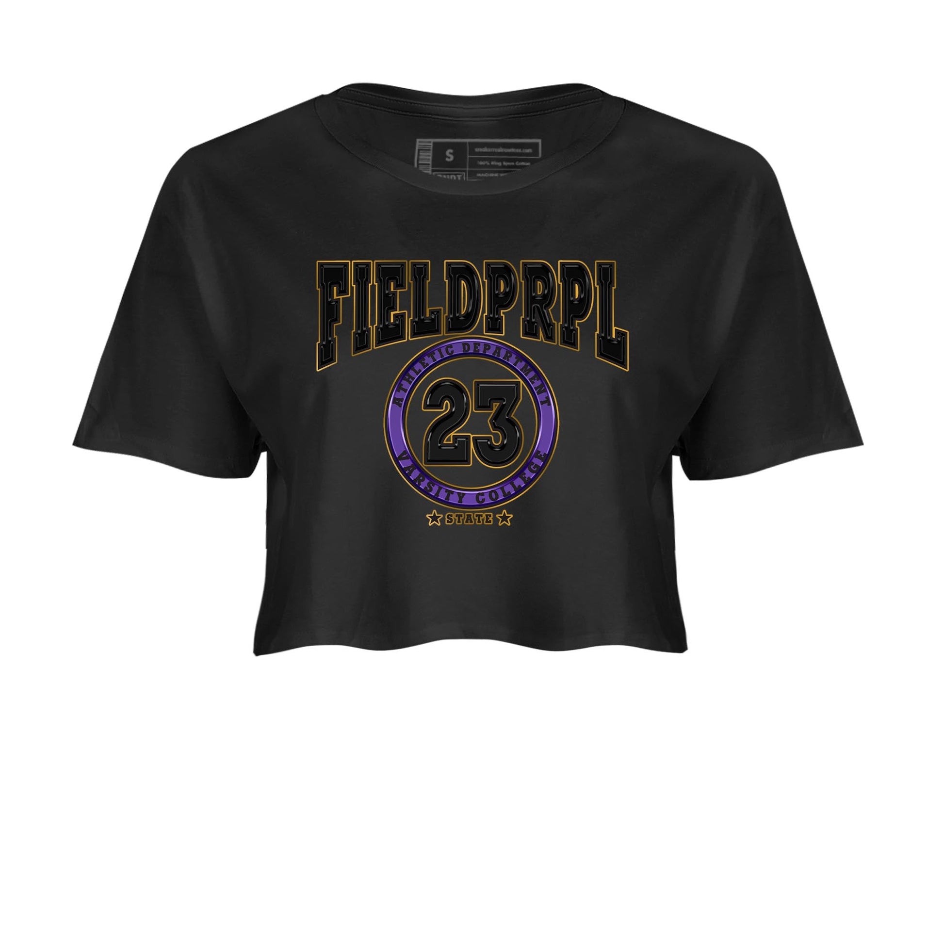 12s Field Purple shirt to match jordans Varsity sneaker tees Air Jordan 12 Field Purple SNRT Sneaker Release Tees Black 2 Crop T-Shirt