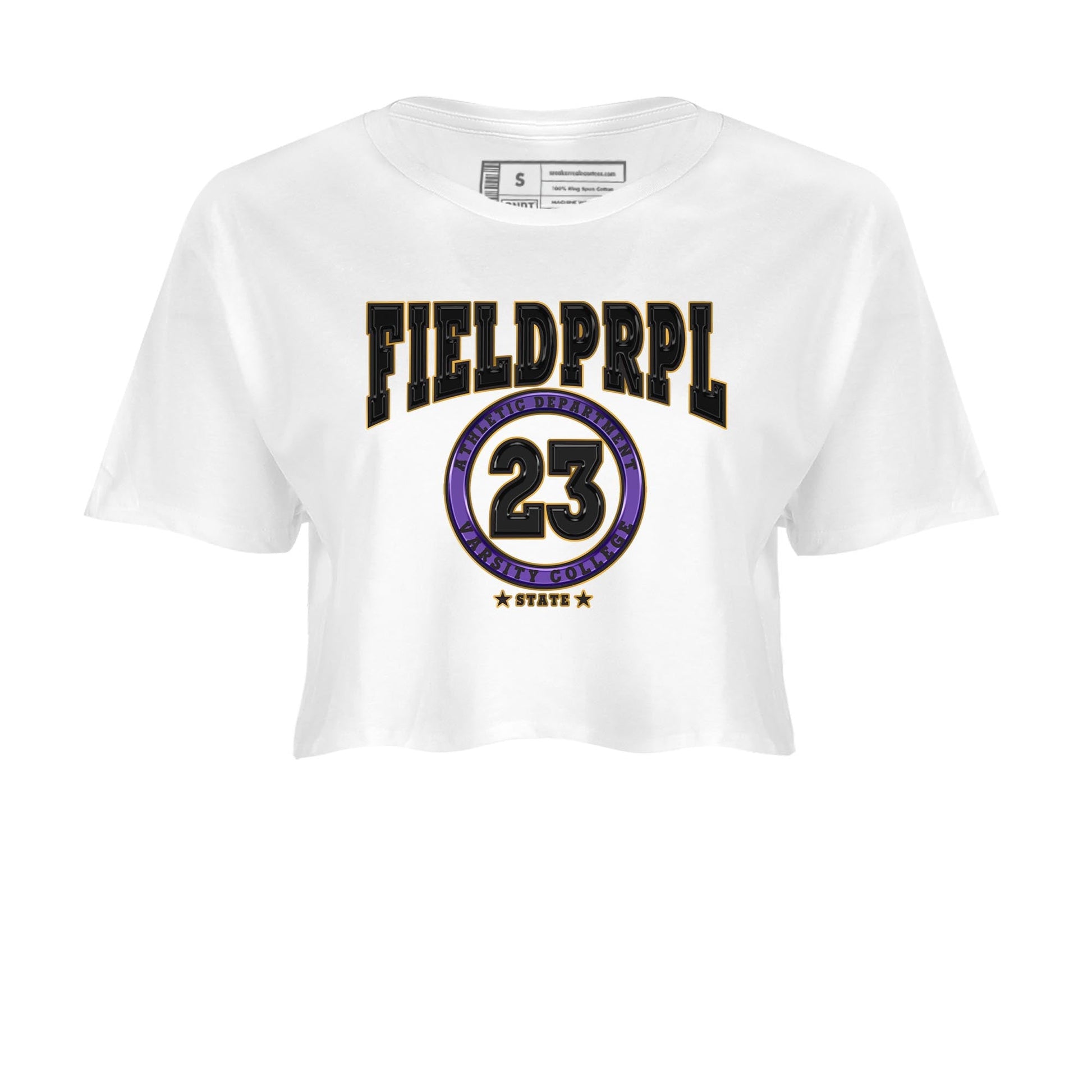 12s Field Purple shirt to match jordans Varsity sneaker tees Air Jordan 12 Field Purple SNRT Sneaker Release Tees White 2 Crop T-Shirt