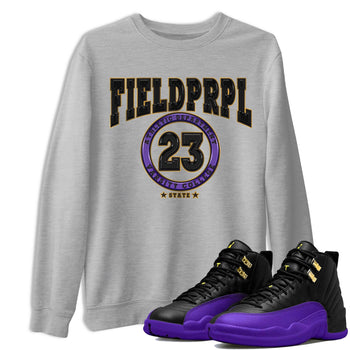 12s Field Purple shirt to match jordans Varsity sneaker tees Air Jordan 12 Field Purple SNRT Sneaker Release Tees Crew Neck Casual Unisex Heather Grey 1 T-Shirt