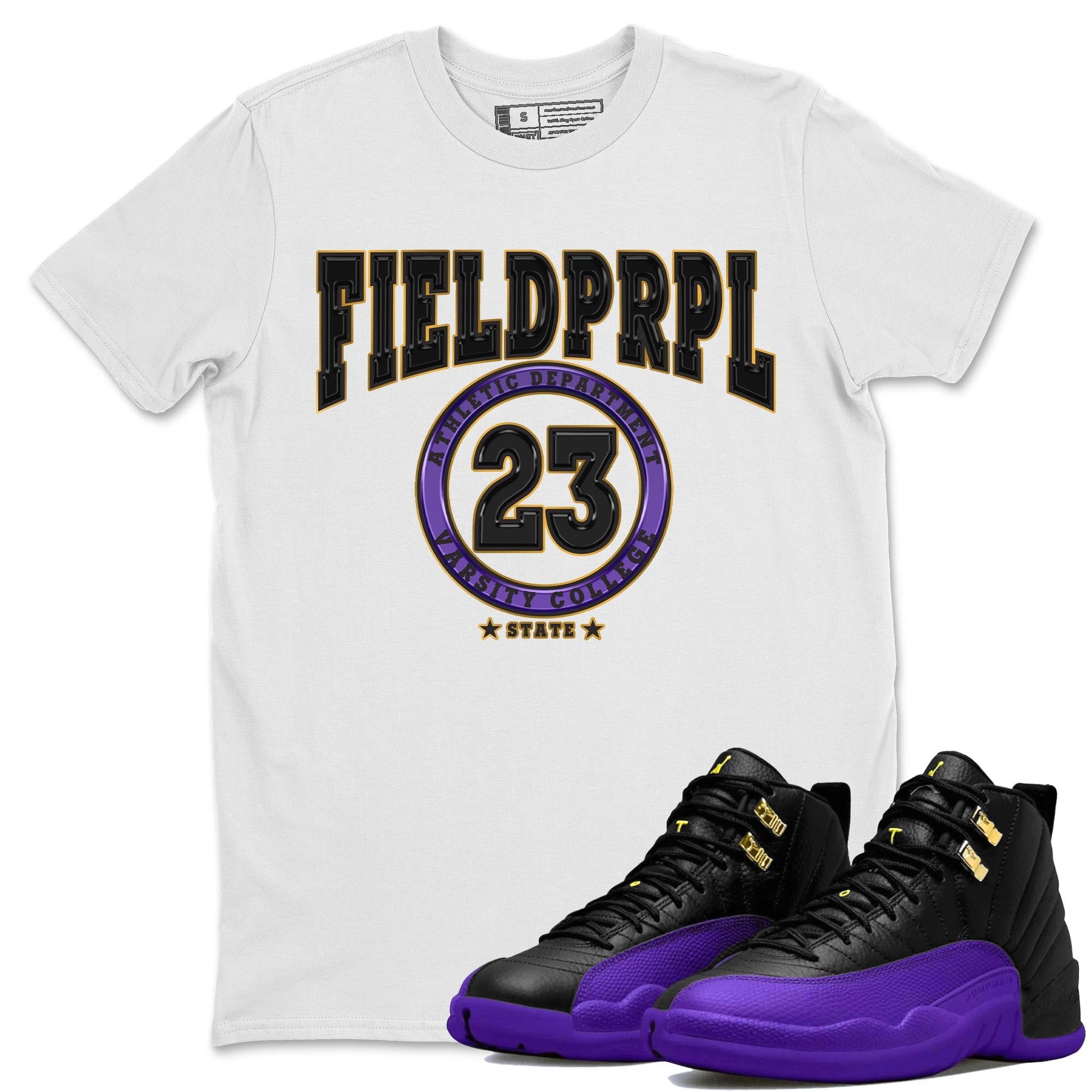 12s Field Purple shirt to match jordans Varsity sneaker tees Air Jordan 12 Field Purple SNRT Sneaker Release Tees Crew Neck Casual Unisex White 1 T-Shirt