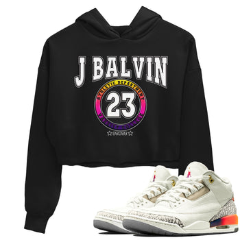 Air Jordan 3 J Balvin shirt to match jordans Varsity sneaker tees Crew Neck Air Jordan 3 X J Balvin SNRT Sneaker Release Tees Black 1 Crop T-Shirt