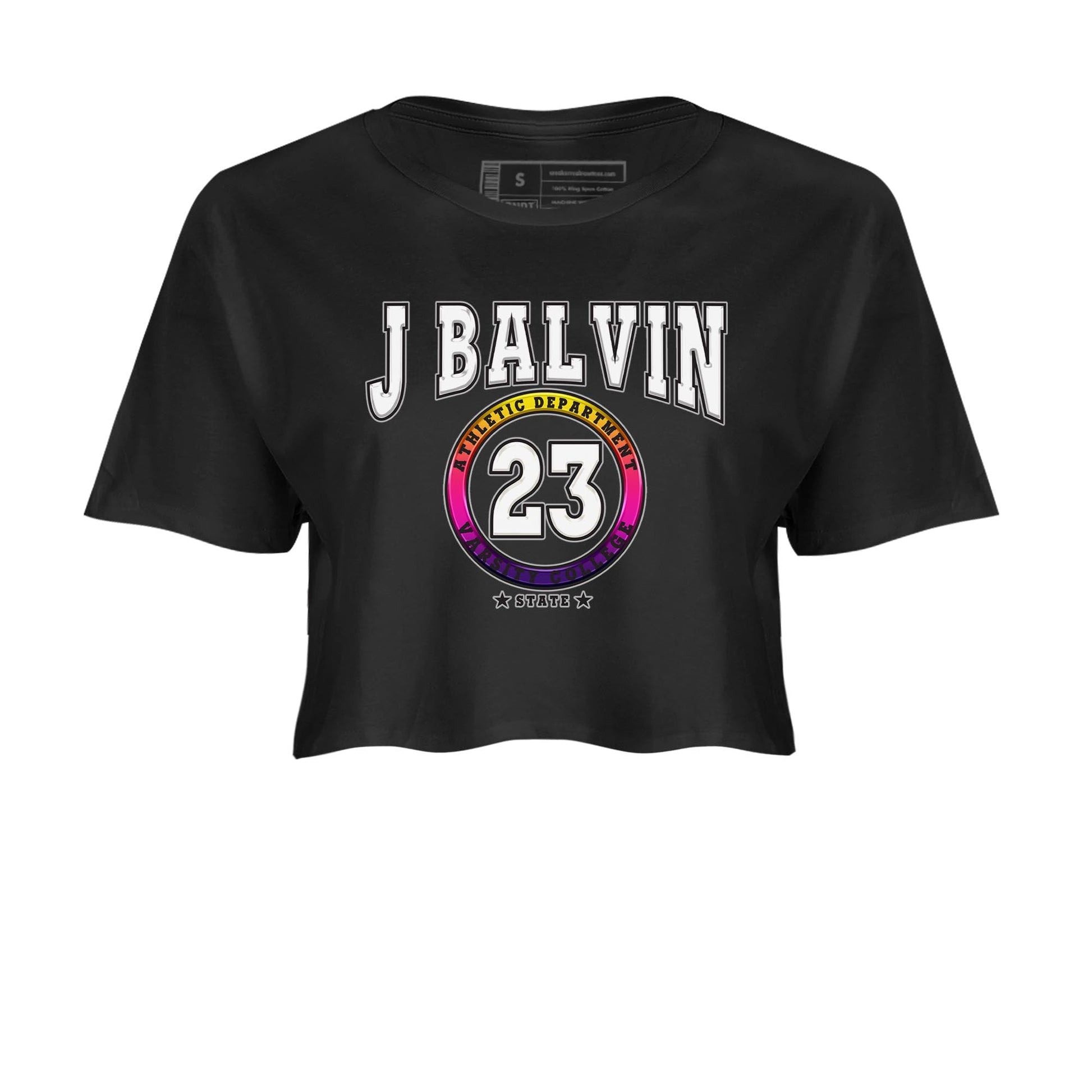 Air Jordan 3 J Balvin shirt to match jordans Varsity sneaker tees Crew Neck Air Jordan 3 X J Balvin SNRT Sneaker Release Tees Black 2 Crop T-Shirt