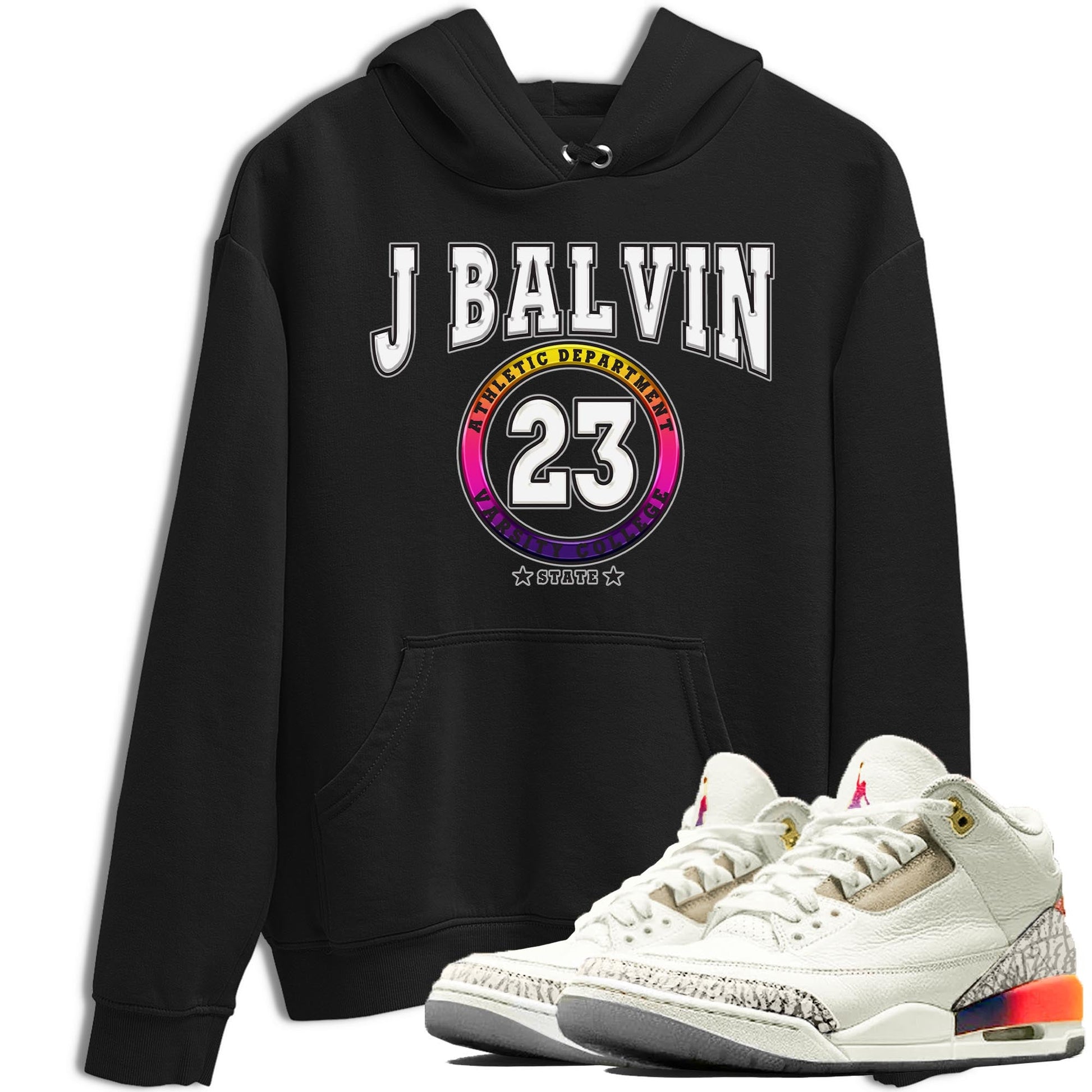 Air Jordan 3 J Balvin shirt to match jordans Varsity sneaker tees Crew Neck Air Jordan 3 X J Balvin SNRT Sneaker Release Tees Unisex Casual Shirts Black 1 T-Shirt