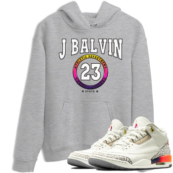 Air Jordan 3 J Balvin shirt to match jordans Varsity sneaker tees Crew Neck Air Jordan 3 X J Balvin SNRT Sneaker Release Tees Unisex Casual Shirts Heather Grey 1 T-Shirt