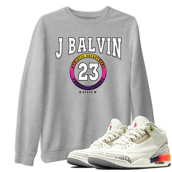 Air Jordan 3 J Balvin shirt to match jordans Varsity sneaker tees Crew Neck Air Jordan 3 X J Balvin SNRT Sneaker Release Tees Unisex Casual Shirts Heather Grey 1 T-Shirt