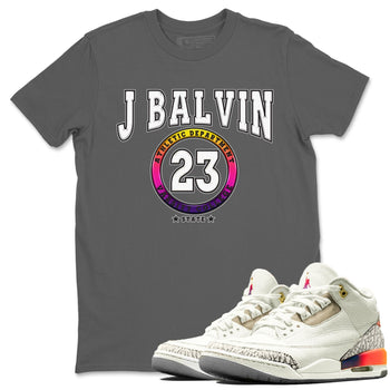 Air Jordan 3 J Balvin shirt to match jordans Varsity sneaker tees Crew Neck Air Jordan 3 X J Balvin SNRT Sneaker Release Tees Unisex Casual Shirts Cool Grey 1 T-Shirt