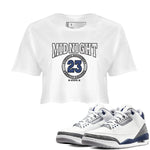 Air Jordan 3 Retro Midnight Navy shirt to match jordans Varsity sneaker shirt 3s Midnight Navy SNRT sneaker tees White 1 crop shirt