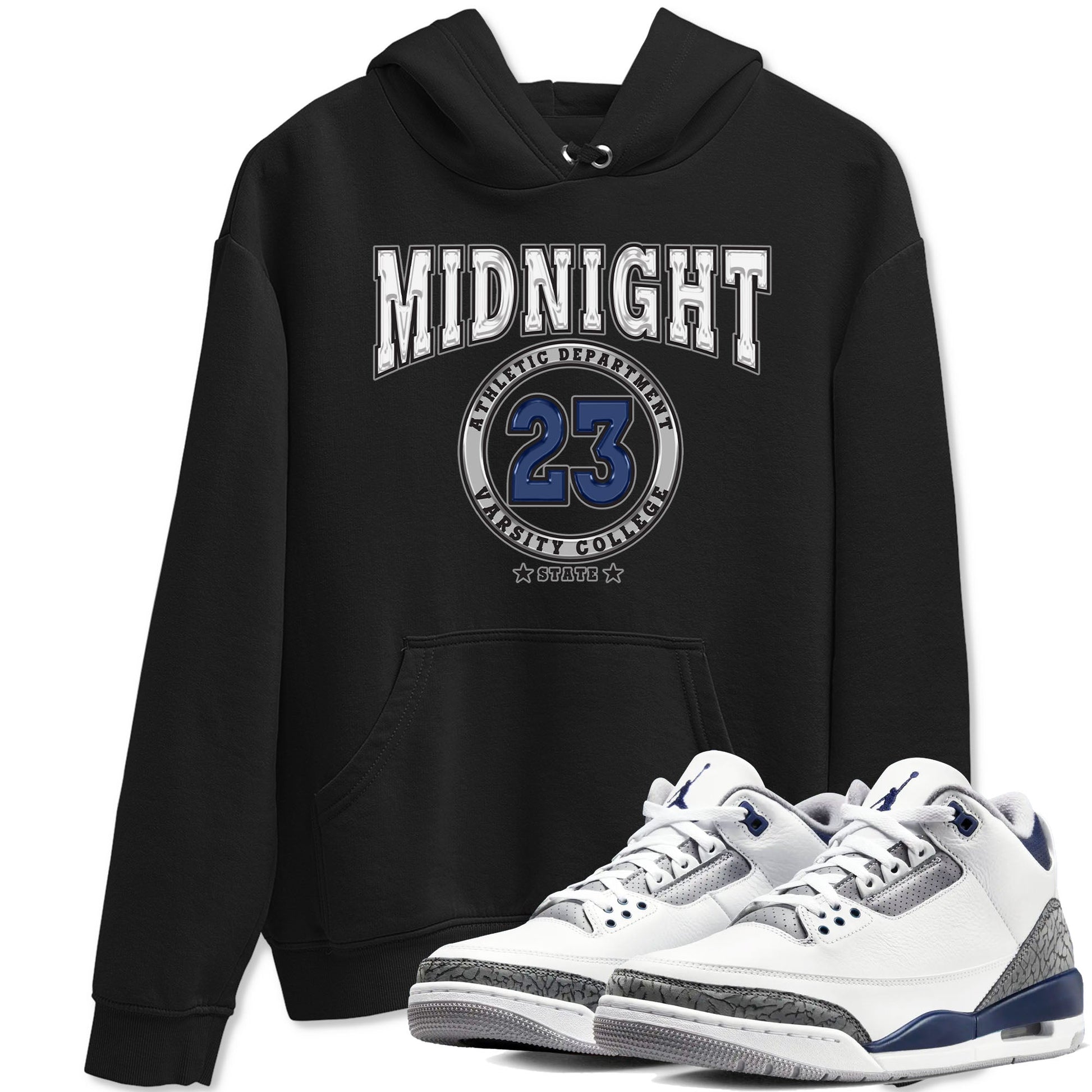 Air Jordan 3 Retro Midnight Navy shirt to match jordans Varsity sneaker shirt 3s Midnight Navy SNRT sneaker tees unisex crew neck cotton Black 1 crew neck shirt