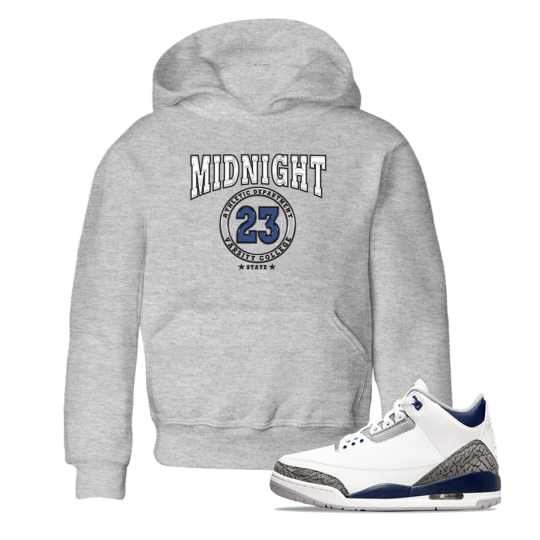 Air Jordan 3 Retro Midnight Navy shirt to match jordans Varsity sneaker shirt 3s Midnight Navy SNRT sneaker tees baby toddler Heather Grey 1 cotton Shirt