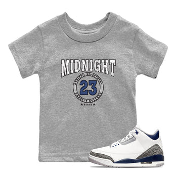 Air Jordan 3 Retro Midnight Navy shirt to match jordans Varsity sneaker shirt 3s Midnight Navy SNRT sneaker tees baby toddler Heather Grey 1 cotton Shirt
