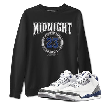 Air Jordan 3 Retro Midnight Navy shirt to match jordans Varsity sneaker shirt 3s Midnight Navy SNRT sneaker tees unisex crew neck cotton Black 1 crew neck shirt