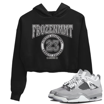 AJ4 Frozen Moments shirt to match jordans Varsity sneaker tees Crew Neck AJ4 Frozen Moments SNRT Sneaker Release Tees Black 1 Crop T-Shirt