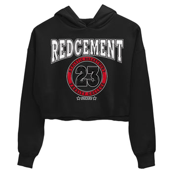 4s Red Cement shirt to match jordans Varsity sneaker tees Air Jordan 4 Red Cement SNRT Sneaker Release Tees Black 2 Crop T-Shirt