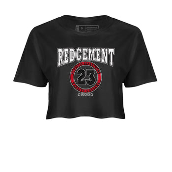 4s Red Cement shirt to match jordans Varsity sneaker tees Air Jordan 4 Red Cement SNRT Sneaker Release Tees Black 2 Crop T-Shirt