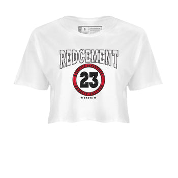 4s Red Cement shirt to match jordans Varsity sneaker tees Air Jordan 4 Red Cement SNRT Sneaker Release Tees White 2 Crop T-Shirt