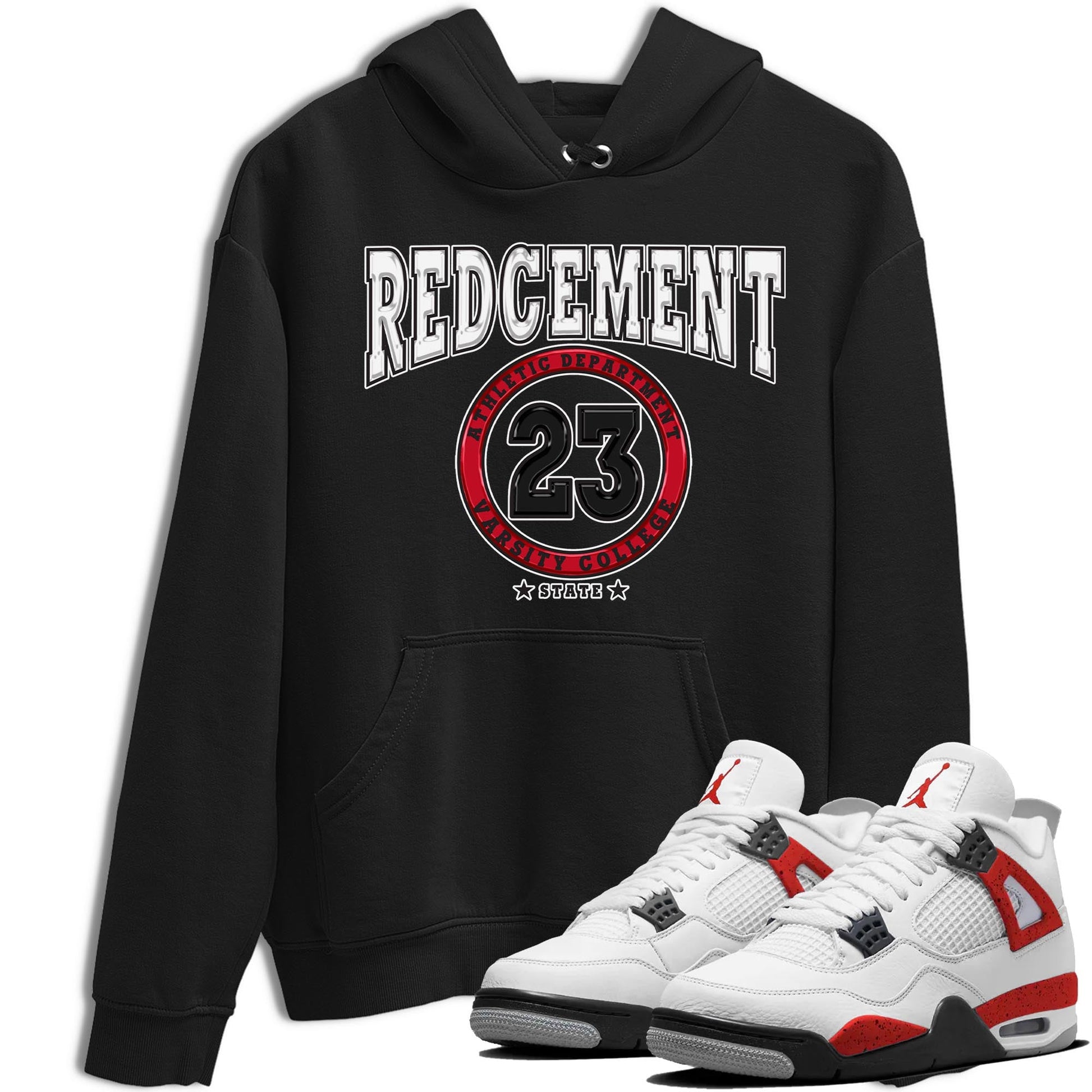 4s Red Cement shirt to match jordans Varsity sneaker tees Air Jordan 4 Red Cement SNRT Sneaker Release Tees Crew Neck Casual Unisex Black 1 T-Shirt
