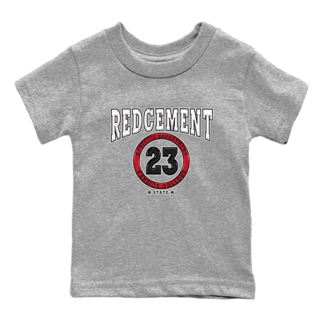 4s Red Cement shirt to match jordans Varsity sneaker tees Air Jordan 4 Red Cement SNRT Sneaker Release Tees Baby Toddler Heather Grey 2 T-Shirt