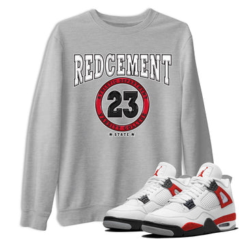 4s Red Cement shirt to match jordans Varsity sneaker tees Air Jordan 4 Red Cement SNRT Sneaker Release Tees Crew Neck Casual Unisex Heather Grey 1 T-Shirt