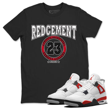 4s Red Cement shirt to match jordans Varsity sneaker tees Air Jordan 4 Red Cement SNRT Sneaker Release Tees Crew Neck Casual Unisex Black 1 T-Shirt