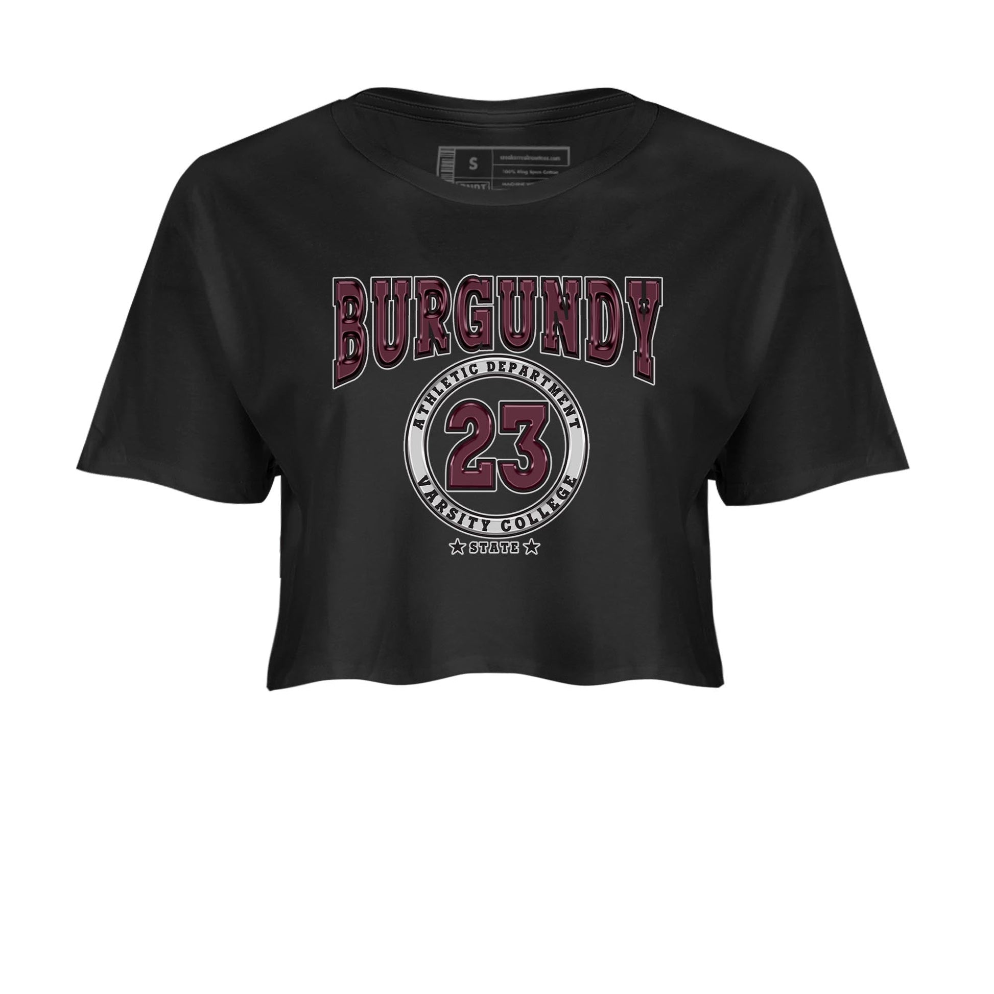 Jordan 5 Burgundy shirt to match jordans Varsity sneaker tees Crew Neck AJ5 Burgundy SNRT Sneaker Release Tees Black 2 Crop T-Shirt