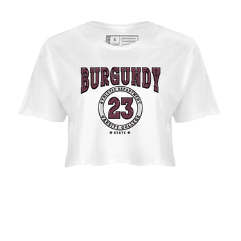Jordan 5 Burgundy shirt to match jordans Varsity sneaker tees Crew Neck AJ5 Burgundy SNRT Sneaker Release Tees White 2 Crop T-Shirt