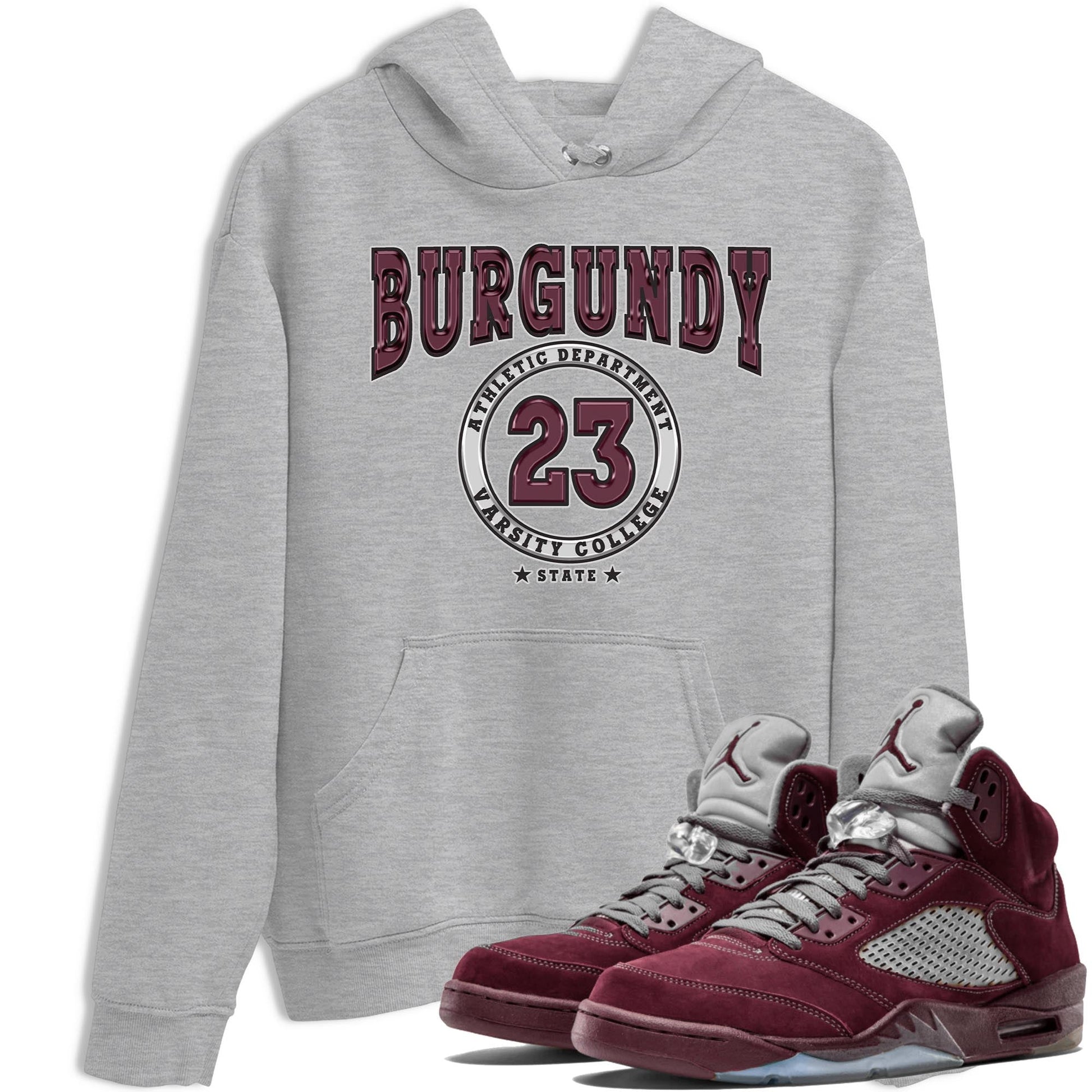 Jordan 5 Burgundy shirt to match jordans Varsity sneaker tees Crew Neck AJ5 Burgundy SNRT Sneaker Release Tees Unisex Casual Shirts Heather Grey 1 T-Shirt
