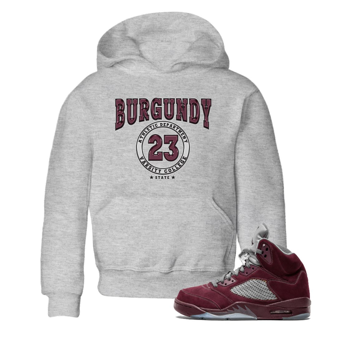 Jordan 5 Burgundy shirt to match jordans Varsity sneaker tees Crew Neck AJ5 Burgundy SNRT Sneaker Release Tees Baby Toddler Heather Grey 1 T-Shirt
