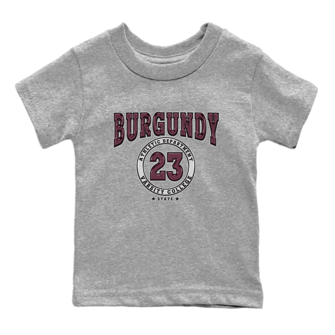 Jordan 5 Burgundy shirt to match jordans Varsity sneaker tees Crew Neck AJ5 Burgundy SNRT Sneaker Release Tees Baby Toddler Heather Grey 2 T-Shirt