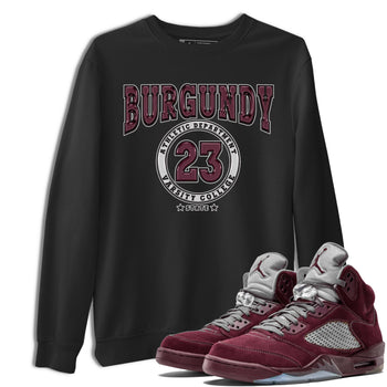 Jordan 5 Burgundy shirt to match jordans Varsity sneaker tees Crew Neck AJ5 Burgundy SNRT Sneaker Release Tees Unisex Casual Shirts Black 1 T-Shirt