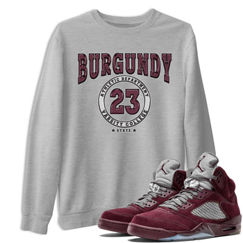 Jordan 5 Burgundy shirt to match jordans Varsity sneaker tees Crew Neck AJ5 Burgundy SNRT Sneaker Release Tees Unisex Casual Shirts Heather Grey 1 T-Shirt