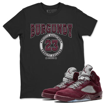 Jordan 5 Burgundy shirt to match jordans Varsity sneaker tees Crew Neck AJ5 Burgundy SNRT Sneaker Release Tees Unisex Casual Shirts Black 1 T-Shirt