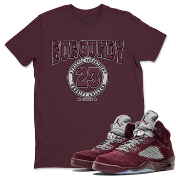 Jordan 5 Burgundy shirt to match jordans Varsity sneaker tees Crew Neck AJ5 Burgundy SNRT Sneaker Release Tees Unisex Casual Shirts Maroon 1 T-Shirt
