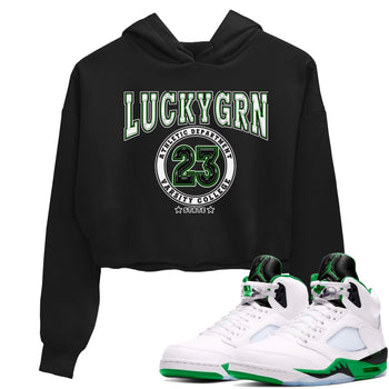 5s Lucky Green shirt to match jordans Varsity sneaker tees Air Jordan 5 Lucky Green SNRT Sneaker Release Tees Black 1 crop length shirt