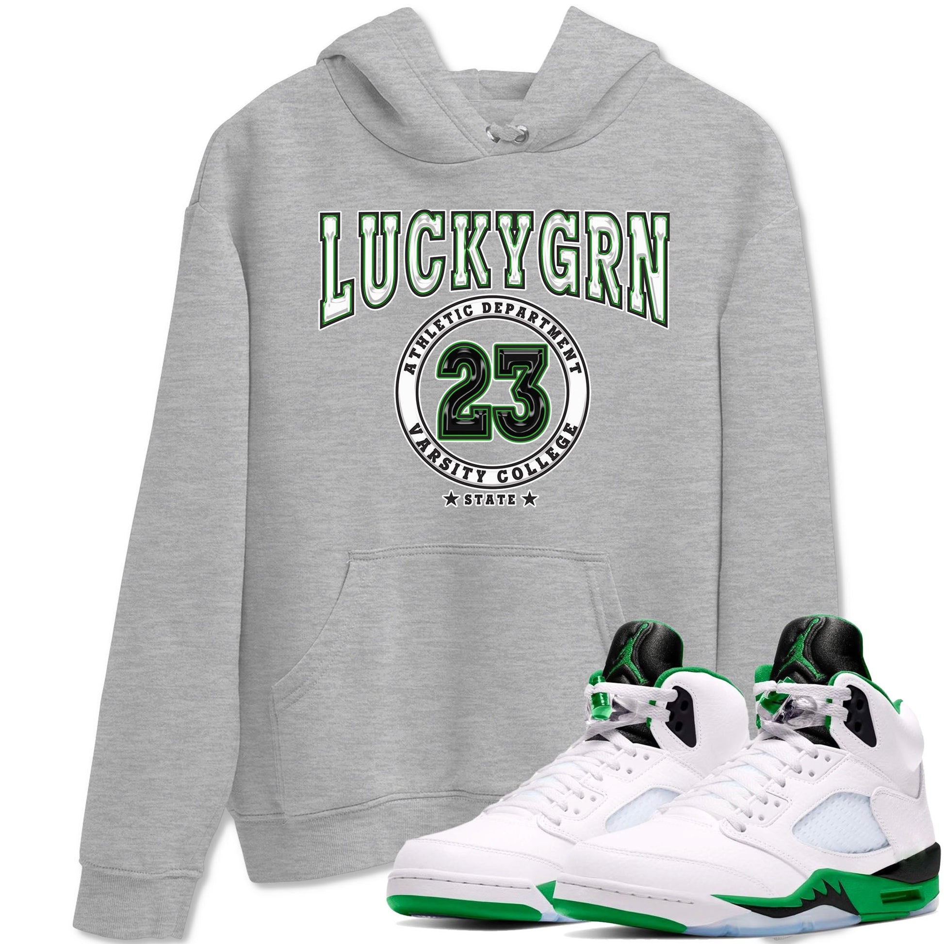 5s Lucky Green shirt to match jordans Varsity sneaker tees Air Jordan 5 Lucky Green SNRT Sneaker Release Tees unisex cotton Heather Grey 1 crew neck shirt