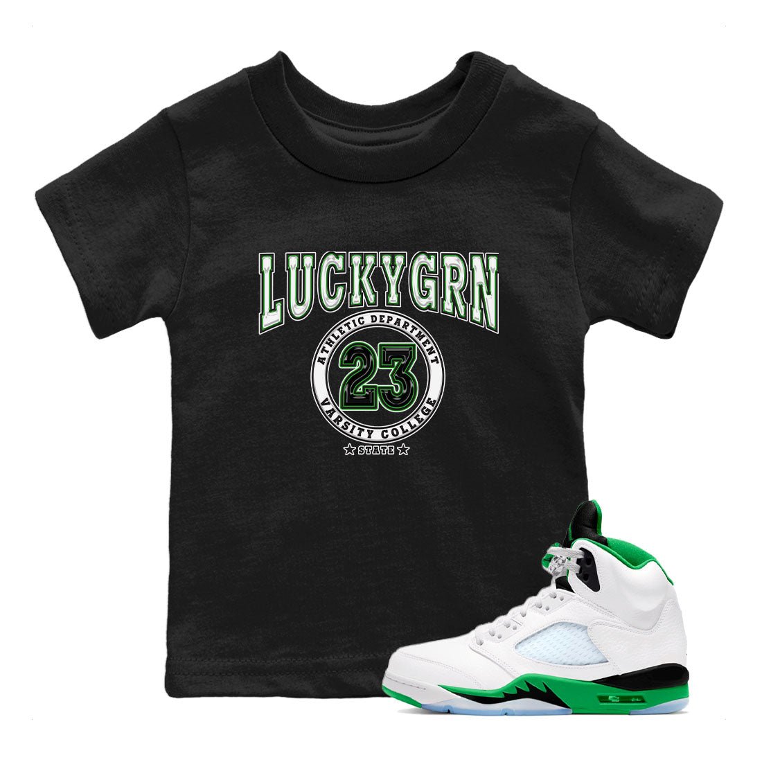 5s Lucky Green shirt to match jordans Varsity sneaker tees Air Jordan 5 Lucky Green SNRT sneaker release tees baby toddler Black 1 cotton Shirt