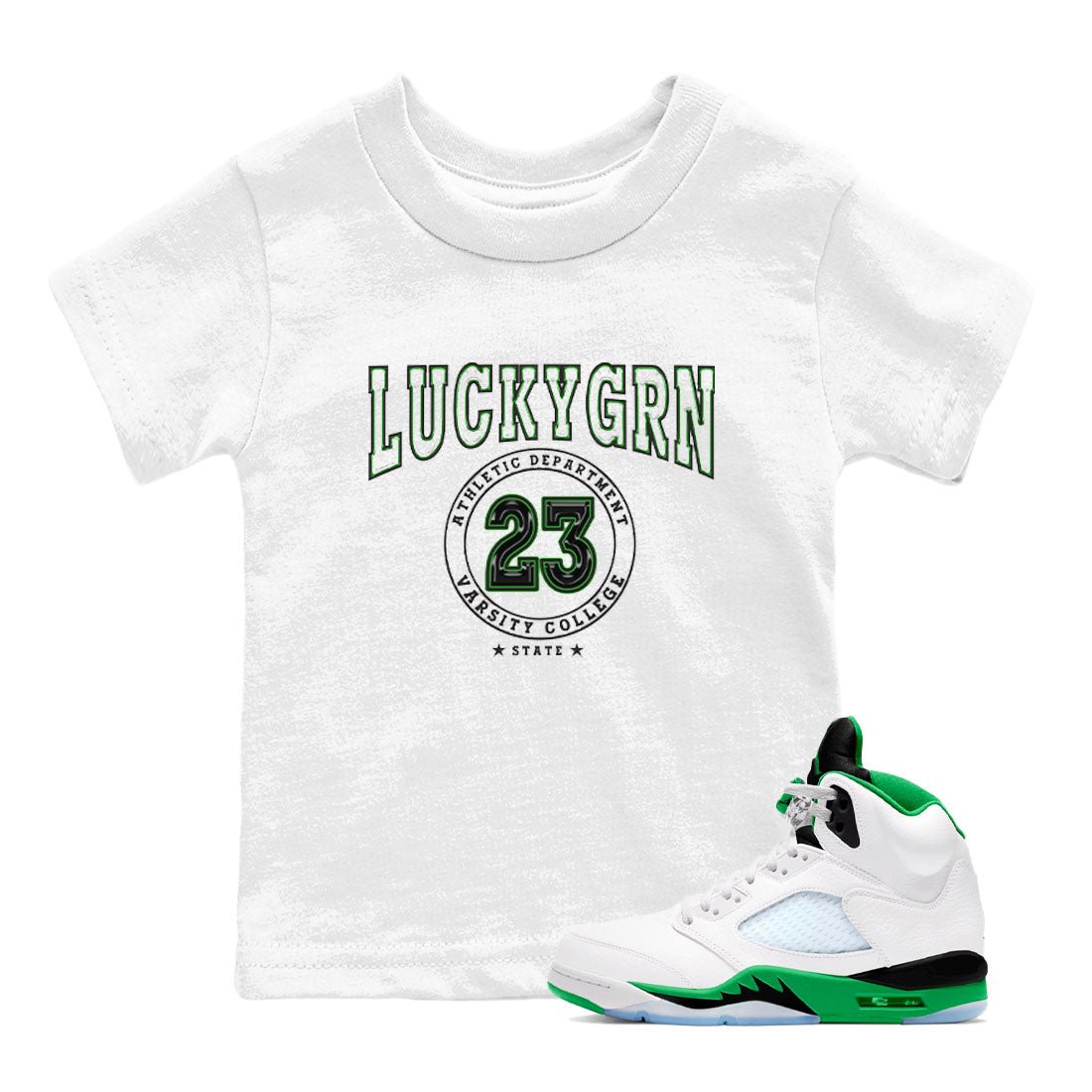5s Lucky Green shirt to match jordans Varsity sneaker tees Air Jordan 5 Lucky Green SNRT sneaker release tees baby toddler White 1 cotton Shirt