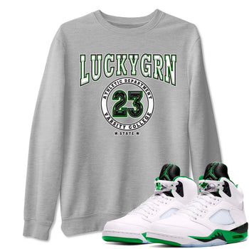 5s Lucky Green shirt to match jordans Varsity sneaker tees Air Jordan 5 Lucky Green SNRT Sneaker Release Tees unisex cotton Heather Grey 1 crew neck shirt