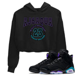 AJ6 Aqua shirt to match jordans Varsity sneaker release tees Air Jordan 6 Aqua SNRT Sneaker Tees Black 1 Crop T-Shirt