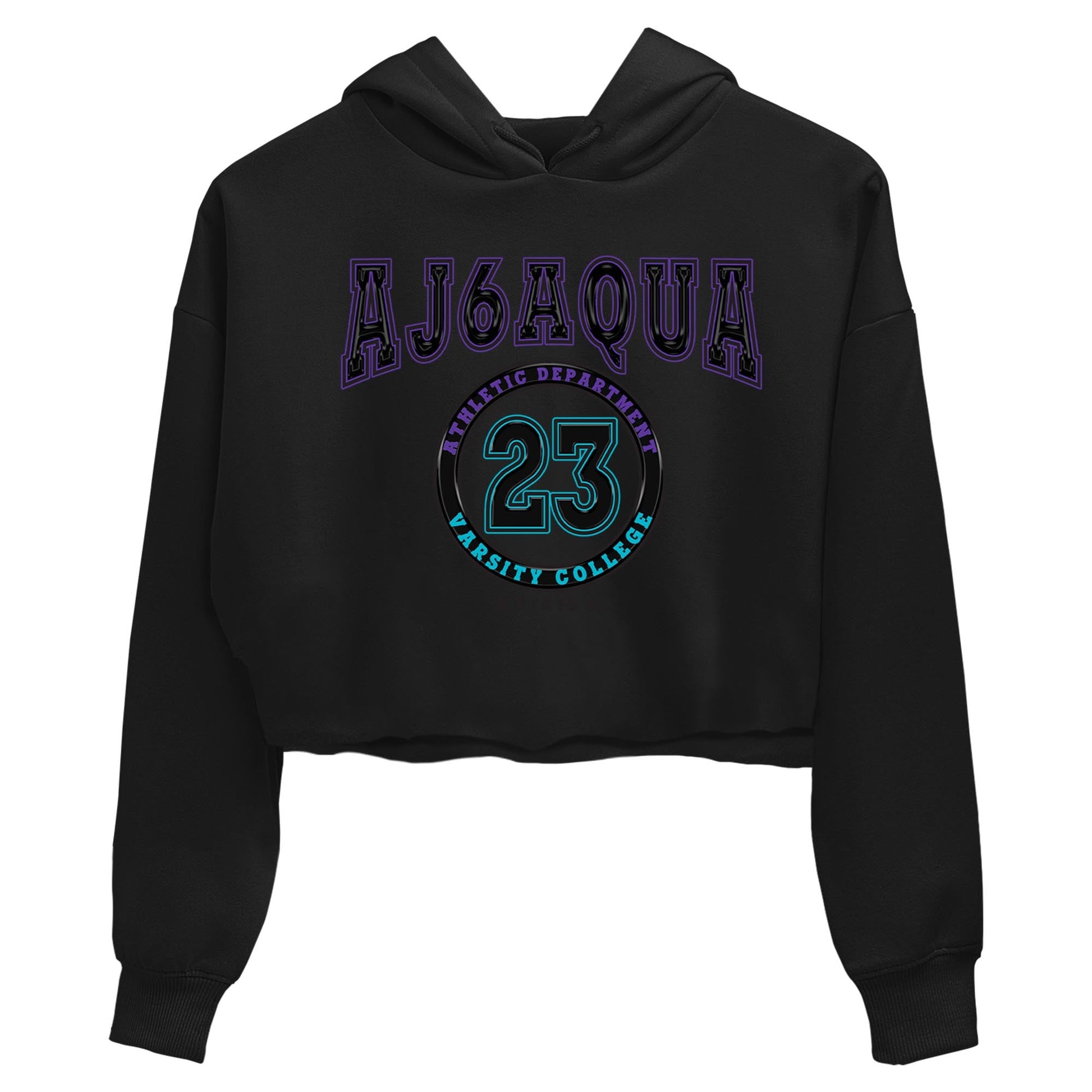 AJ6 Aqua shirt to match jordans Varsity sneaker release tees Air Jordan 6 Aqua SNRT Sneaker Tees Black 2 Crop T-Shirt