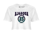 AJ6 Aqua shirt to match jordans Varsity sneaker release tees Air Jordan 6 Aqua SNRT Sneaker Tees White 2 Crop T-Shirt