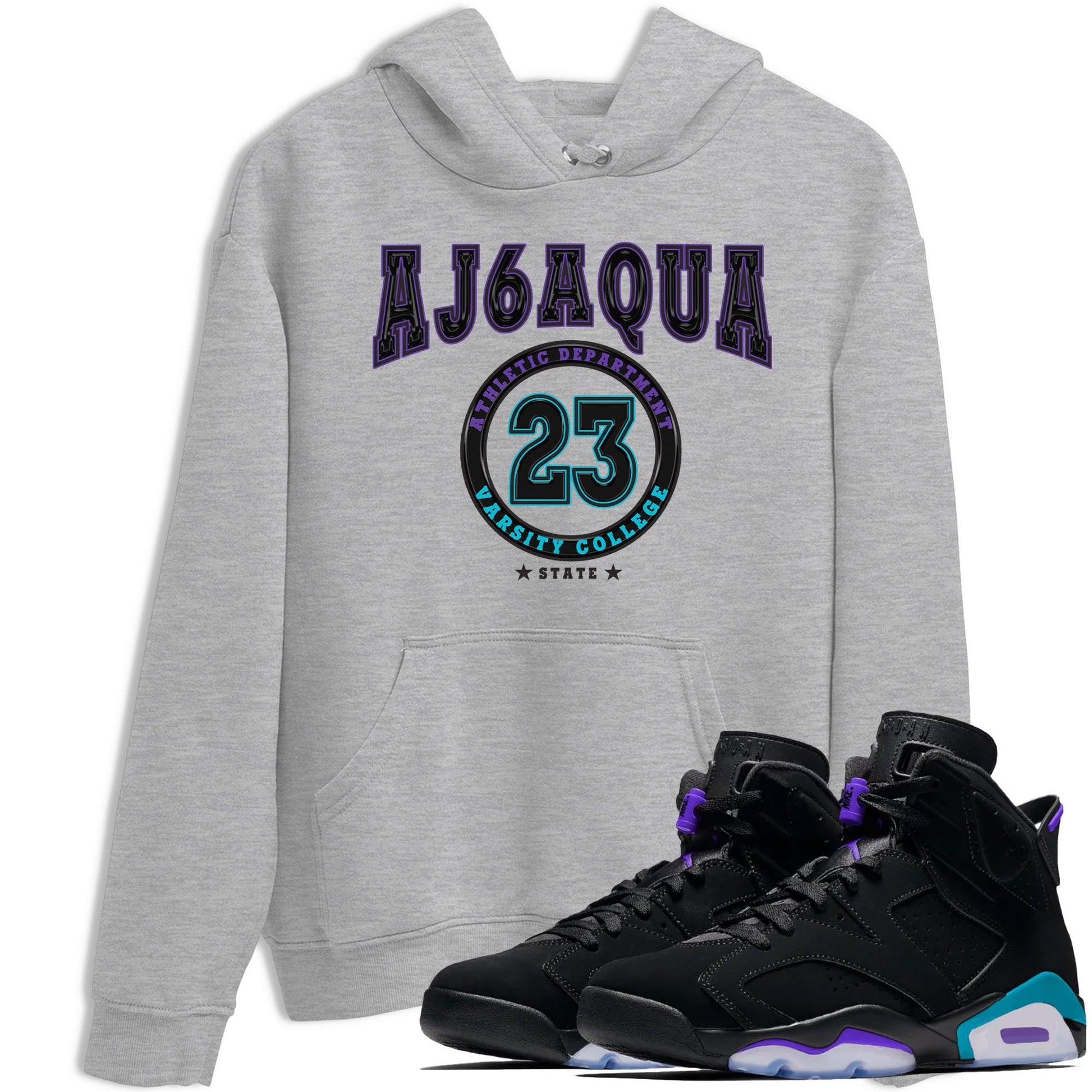 AJ6 Aqua shirt to match jordans Varsity sneaker release tees Air Jordan 6 Aqua SNRT Sneaker Tees Unisex Streetwear Clothing Heather Grey 1 T-Shirt
