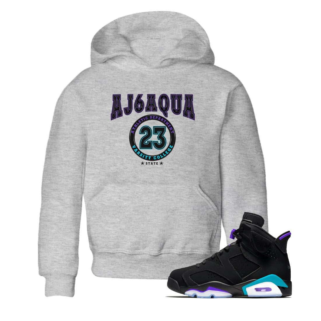 AJ6 Aqua shirt to match jordans Varsity sneaker release tees Air Jordan 6 Aqua SNRT Sneaker Tees Baby Toddler Heather Grey 1 T-Shirt
