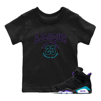 AJ6 Aqua shirt to match jordans Varsity sneaker release tees Air Jordan 6 Aqua SNRT Sneaker Tees Baby Toddler Black 1 T-Shirt