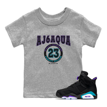 AJ6 Aqua shirt to match jordans Varsity sneaker release tees Air Jordan 6 Aqua SNRT Sneaker Tees Baby Toddler Heather Grey 1 T-Shirt